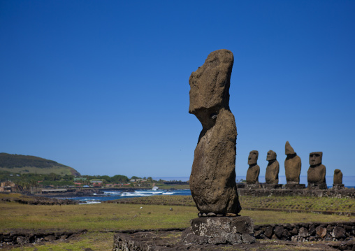 Moai in ahu tahai, Easter Island, Hanga Roa, Chile