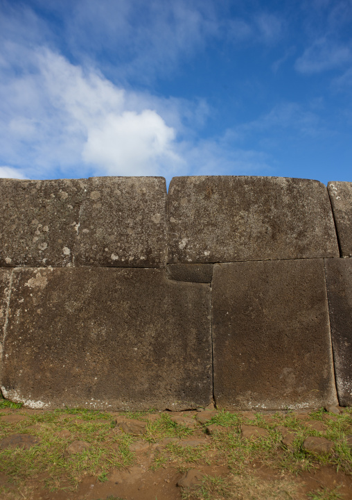 Stone wall in vinapu site, Easter Island, Hanga Roa, Chile