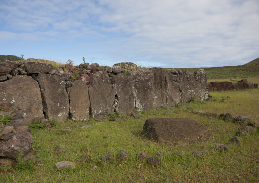 Old wall in vinapu site, Easter Island, Hanga Roa, Chile
