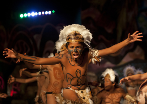 Dances during tapati festival, Easter Island, Hanga Roa, Chile