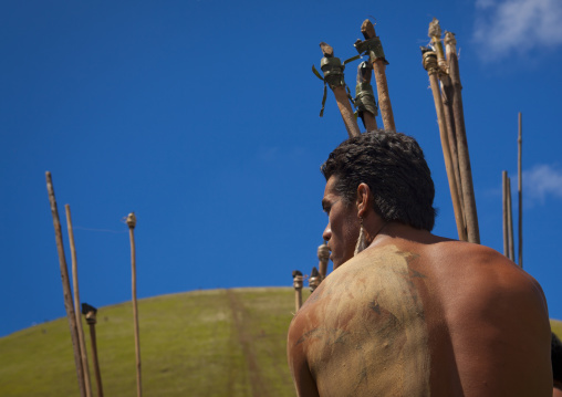 Spear competition during tapati festival, Easter Island, Hanga Roa, Chile