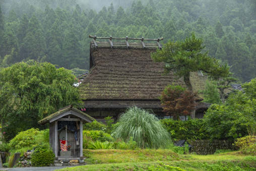 Thatched roofed house in a traditional village, Kyoto Prefecture, Miyama, Japan
