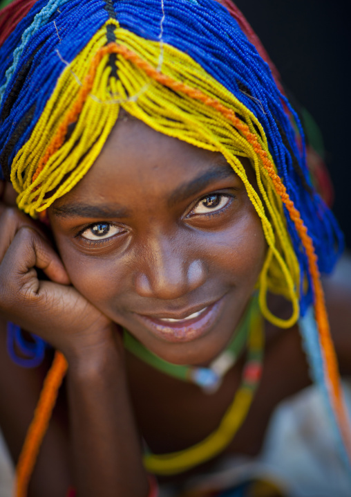 Mudimba Girl With A Beaded Wig Called Misses Ena, Village Of Combelo, Angola