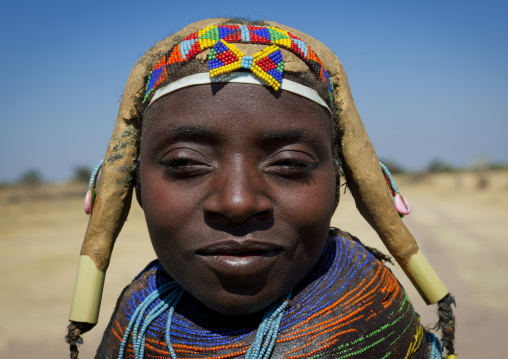 Mumuhuila Woman Wearing The Traditional Giant Necklace, Hale Village, Angola