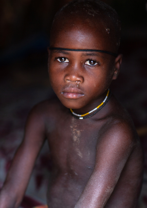 Portrait of a Mucubal  tribe boy, Namibe Province, Virei, Angola
