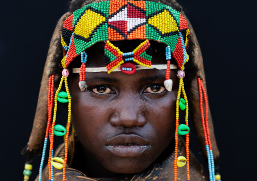 Portrait of a Mumuhuila tribe woman, Huila Province, Chibia, Angola