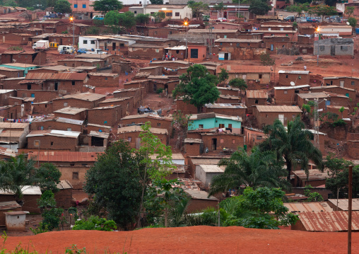 Rooftops of crowded slum houses, Cuanza Norte, N'dalatando, Angola