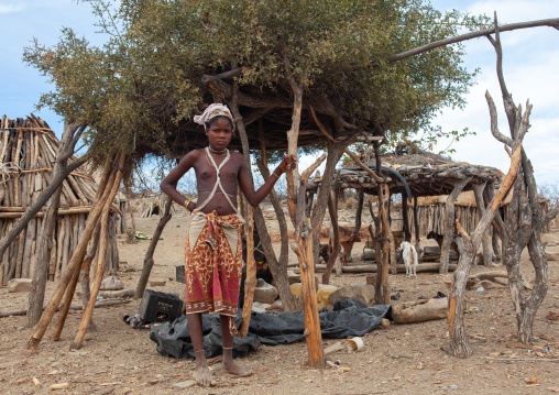 Mucubal tribe woman in her village, Namibe Province, Virei, Angola