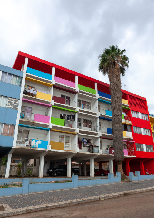 Multicolored building, Huila Province, Lubango, Angola