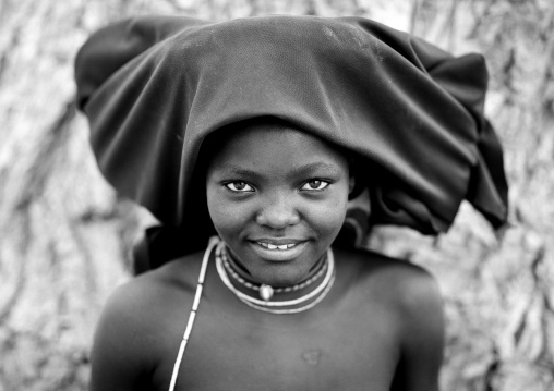 Mukubal Woman Wearing The Traditional Ompota Headdress, Virie Area, Angola