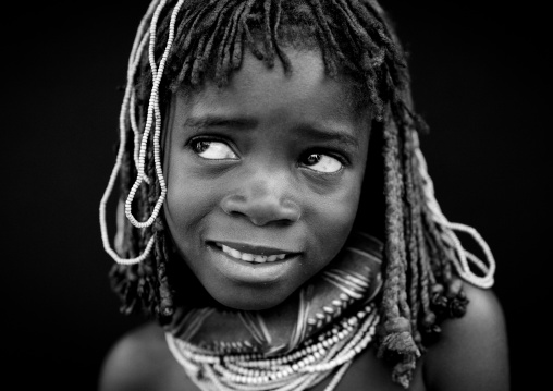 Shy Mwila Girl With Beaded Ornaments, Chibia Area, Angola