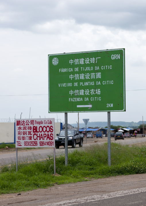 Road Sign Indicating Chinese Companies, Luanda, Angola