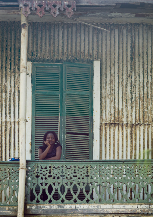 Woman On A Balcony In Benguela, Angola