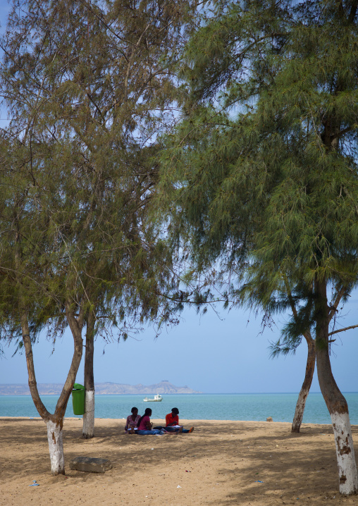 Young Women Studying On The Beach, Benguela, Angola