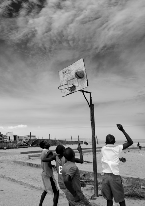 Teenagers Playing Basket Ball, Benguela, Angola