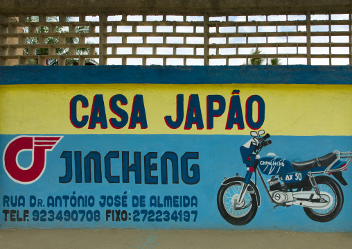 Wall Painted Advertisement Of A Chinese Motorbike, Seller, Benguela, Angola