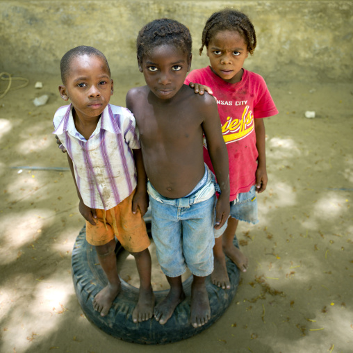 Three Boys In The Village Of Dombe Grande, Angola