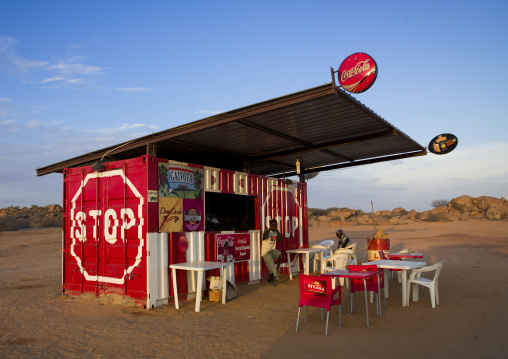Small Saloon In A Truck Trailer, Namibe Town, Angola