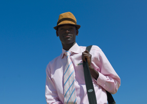 Elegant Man With A Hat And A Pink Shirt, Namibe Town, Angola