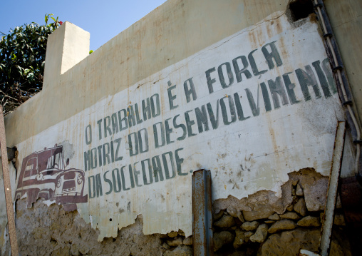 Old Communist Propaganda Painted On A Wall Of Namibe Town, Angola