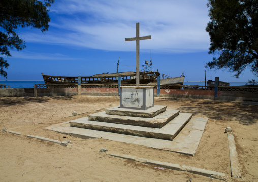 Christian Cross On A Small Square In Tombwa, Angola