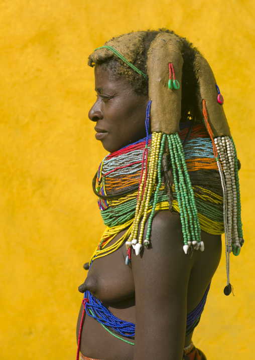 Mwila Woman With Vilanda Necklace At Huila Town Market, Angola