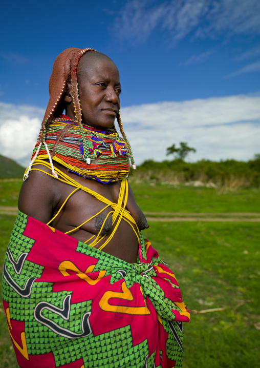 Mwila Woman Wearing A Colourful Toga, Chibia Area, Angola