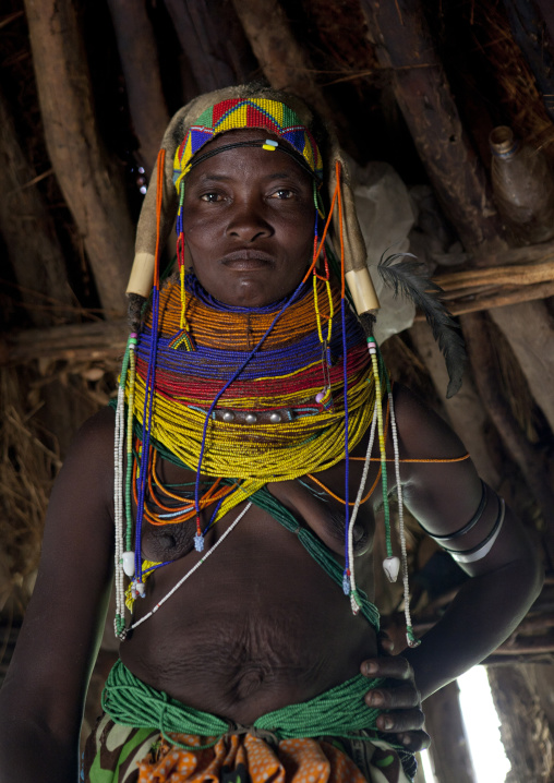 Mwila Woman Inside Her Hut, Angola