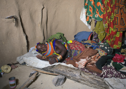 Mwila Woman Resting In Her Hut, Angola