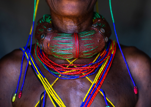 Mungambue tribe woman with the traditional necklace, Huila Province, Chibia, Angola
