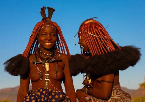 Married himba tribe women, Cunene Province, Oncocua, Angola