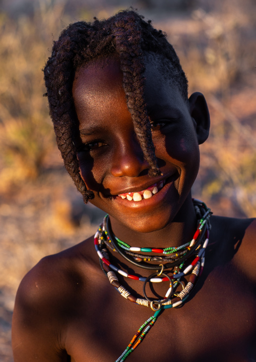 Himba tribe girl portrait, Cunene Province, Oncocua, Angola