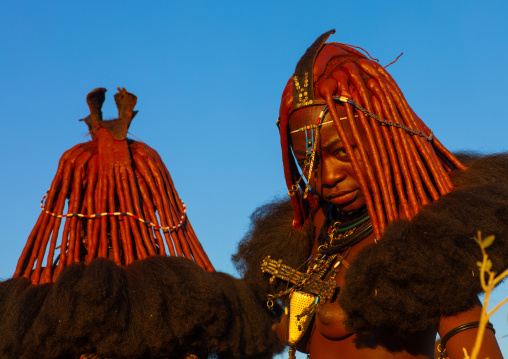 Married himba tribe women, Cunene Province, Oncocua, Angola