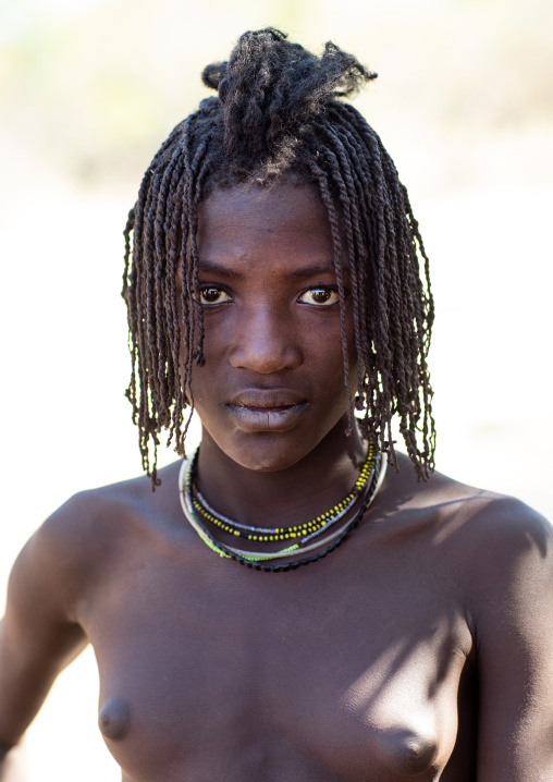 Batwa tribe young woman who will soon be married, Cunene Province, Oncocua, Angola
