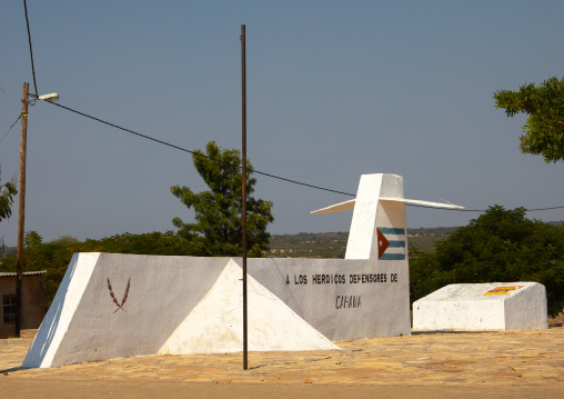 War memorial monument in the shape of a plane for the cuban soldiers, Cunene Province, Cahama, Angola