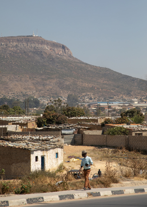 Slum at the foot of the chris rei statue, Huila Province, Lubango, Angola