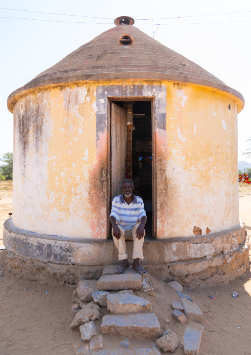 Experimental circular house for the local people built by the portuguese, Namibe Province, Caraculo, Angola