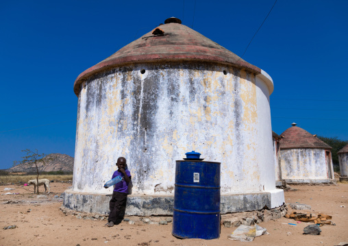 Experimental circular house for the local people built by the portuguese, Namibe Province, Caraculo, Angola
