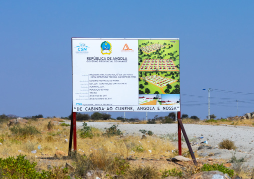 Governement billboard of a housing and building project, Namibe Province, Virei, Angola