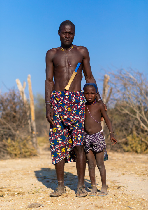 Mucubal tribe father with his daughter, Namibe Province, Virei, Angola