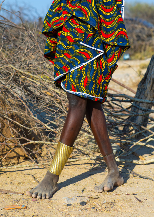 Mucubal tribe woman ankle bracelets, Namibe Province, Virei, Angola