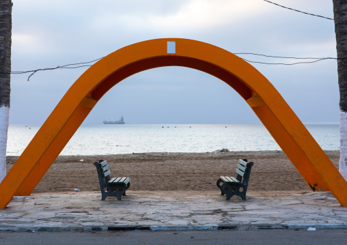 Benches on Miragens beach, Namibe Province, Namibe, Angola