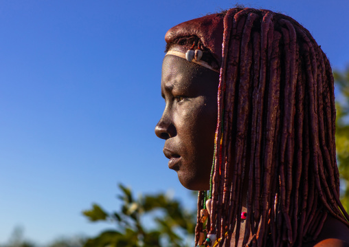 Portrait of a mumuhuila tribe woman, Huila Province, Lubango, Angola
