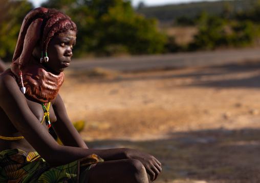 Mumuhuila tribe woman with the traditional necklace, Huila Province, Lubango, Angola