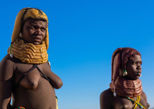 Mumuhuila tribe women with the traditional necklaces, Huila Province, Lubango, Angola