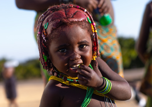 Mumuhuila tribe child girl, Huila Province, Lubango, Angola