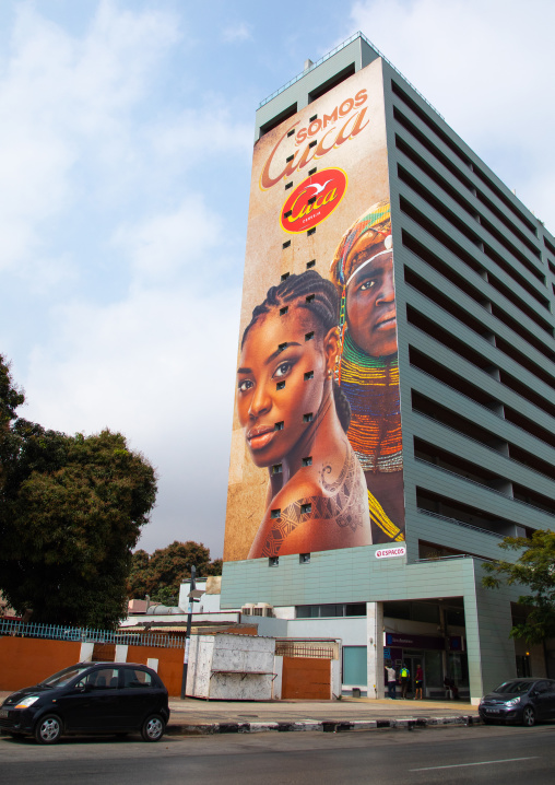 Cuca beer giant advertisement on a building, Luanda Province, Luanda, Angola