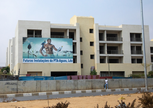 Pta aguas giant advertisement on a building, Luanda Province, Luanda, Angola