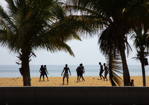 Boys playing beach soccer, Luanda Province, Luanda, Angola