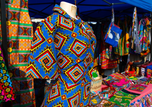 Wax print cloths sold in a market, Luanda Province, Luanda, Angola